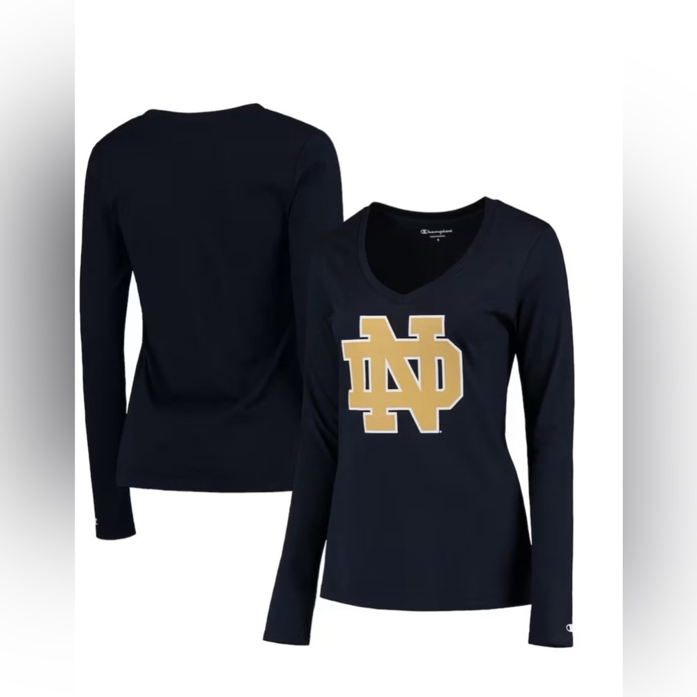 Notre Dame Fighting Irish Champion Women's Long Sleeve V-Neck- Navy, Small